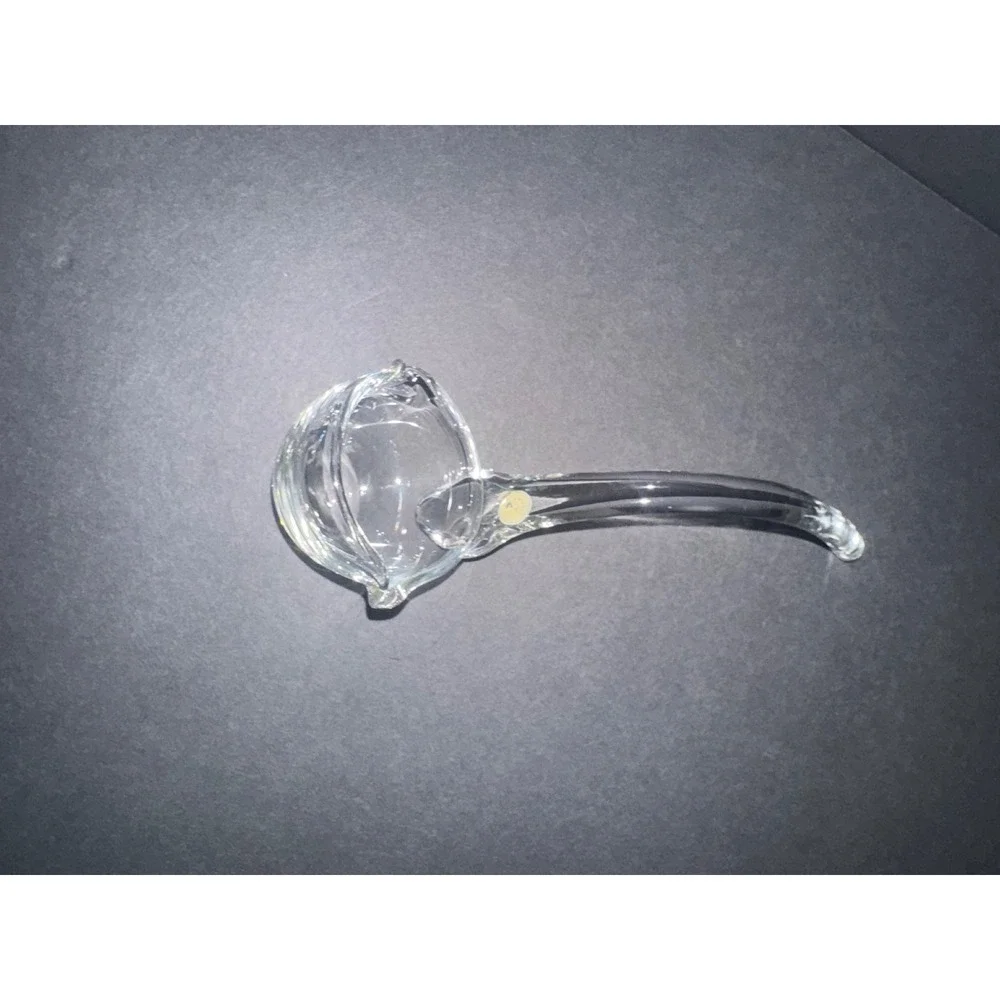 Vintage Hand Blown Ladle Made in Romania Curved Handle Double Spout
